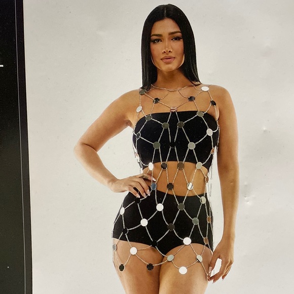 Tops - Music festival top! Silver hardware. Brand new never worn. One size. Body chain